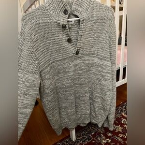 Goodfellow & Co Mens Gray V-Neck Button Pullover Sweater